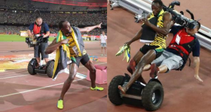 Usain Bolt renversé par un caméraman en Segway après sa victoire sur 200m (Video)