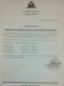 HAITI: Les parlementaires élus invités à recevoir leur certificat  au Conseil Électoral Provisoire (CEP).